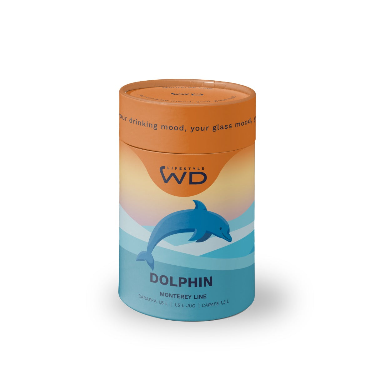 Caraffa in vetro borosilicato - 1,2L / Decoro Delfino
