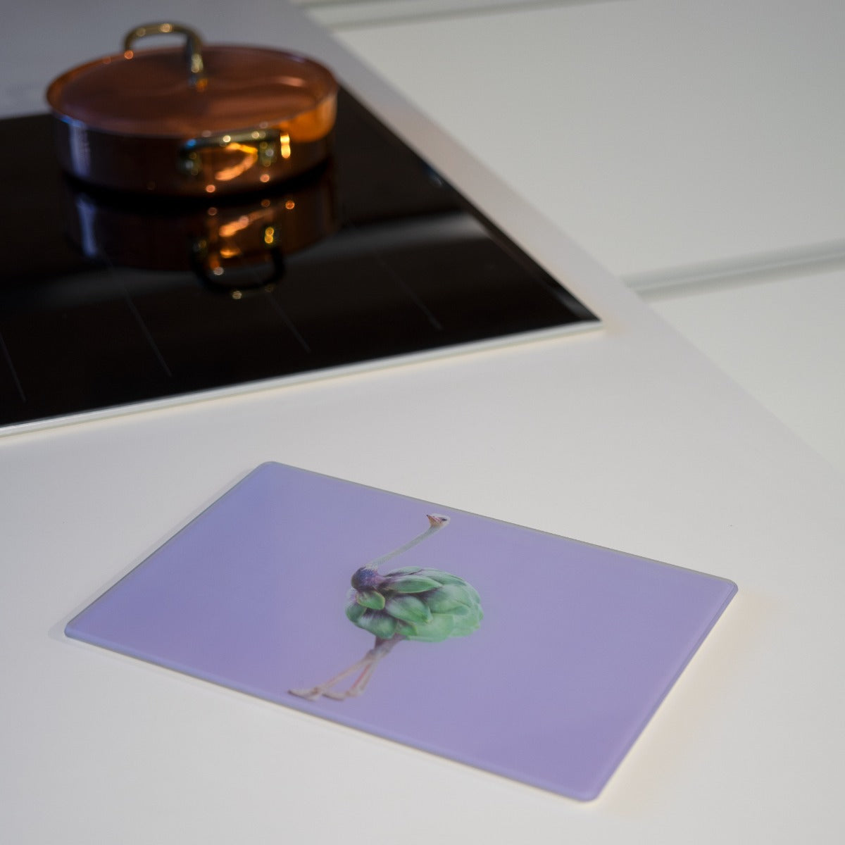 Wd Lifestyle - Tagliere in vetro 30x20cm. Decoro carciofo