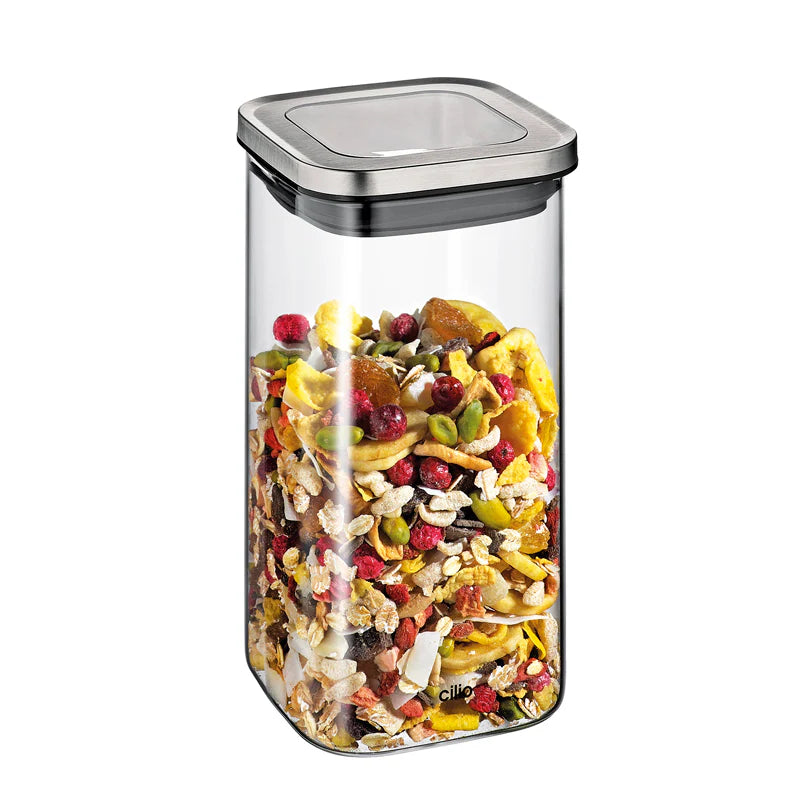 Barattolo quadrato "Cubo" con coperchio a finestra