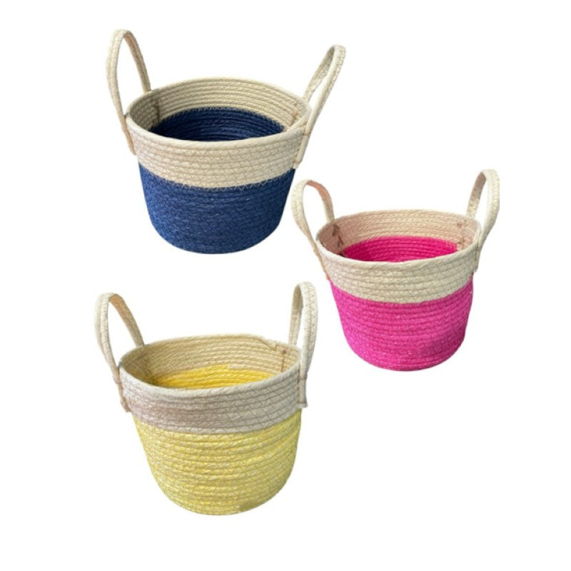 Cestino Tondo con Manici - 18x13 cm / COLORI ASSORTITI