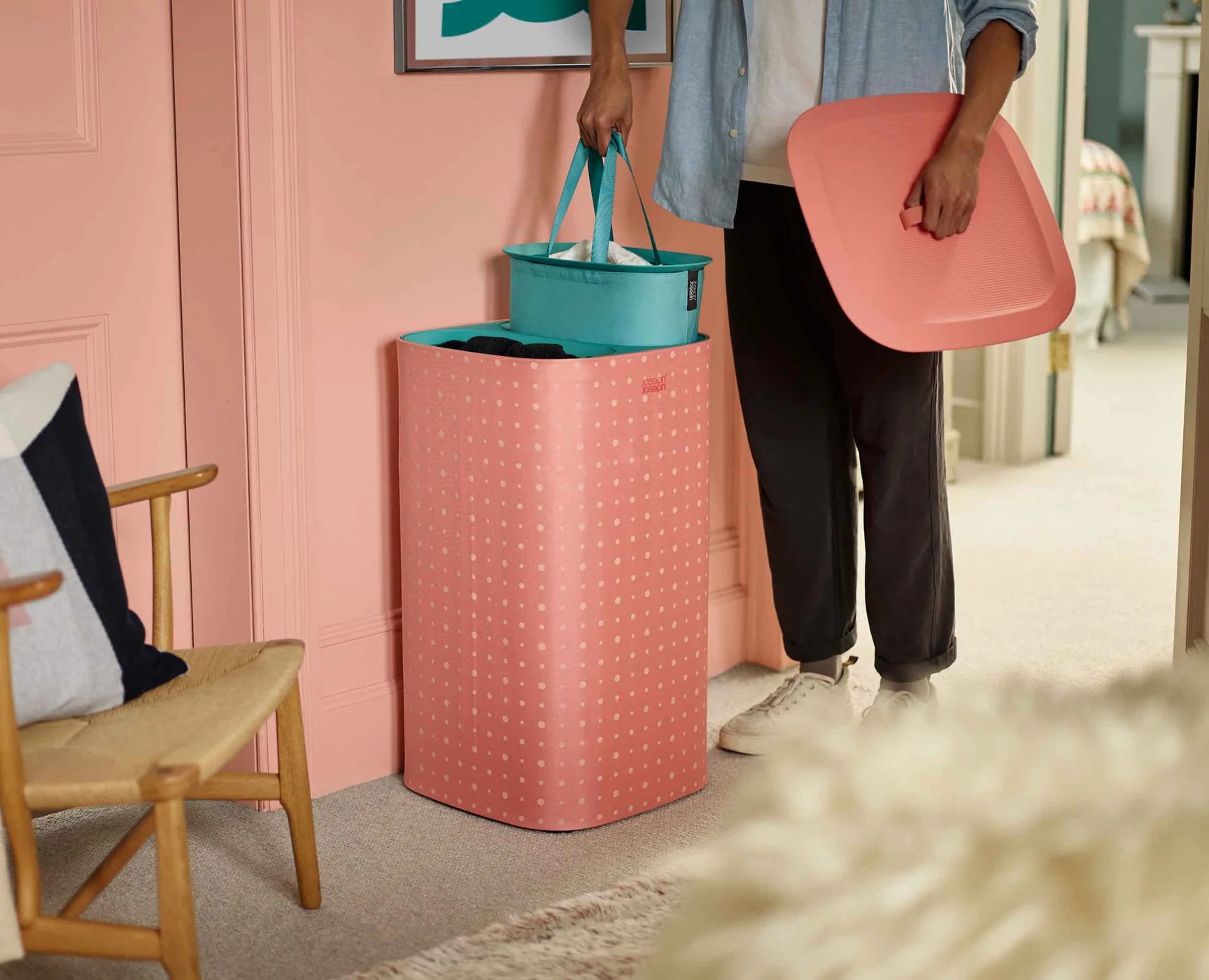 Tota Pop 60L Cesto separatore per bucato color corallo