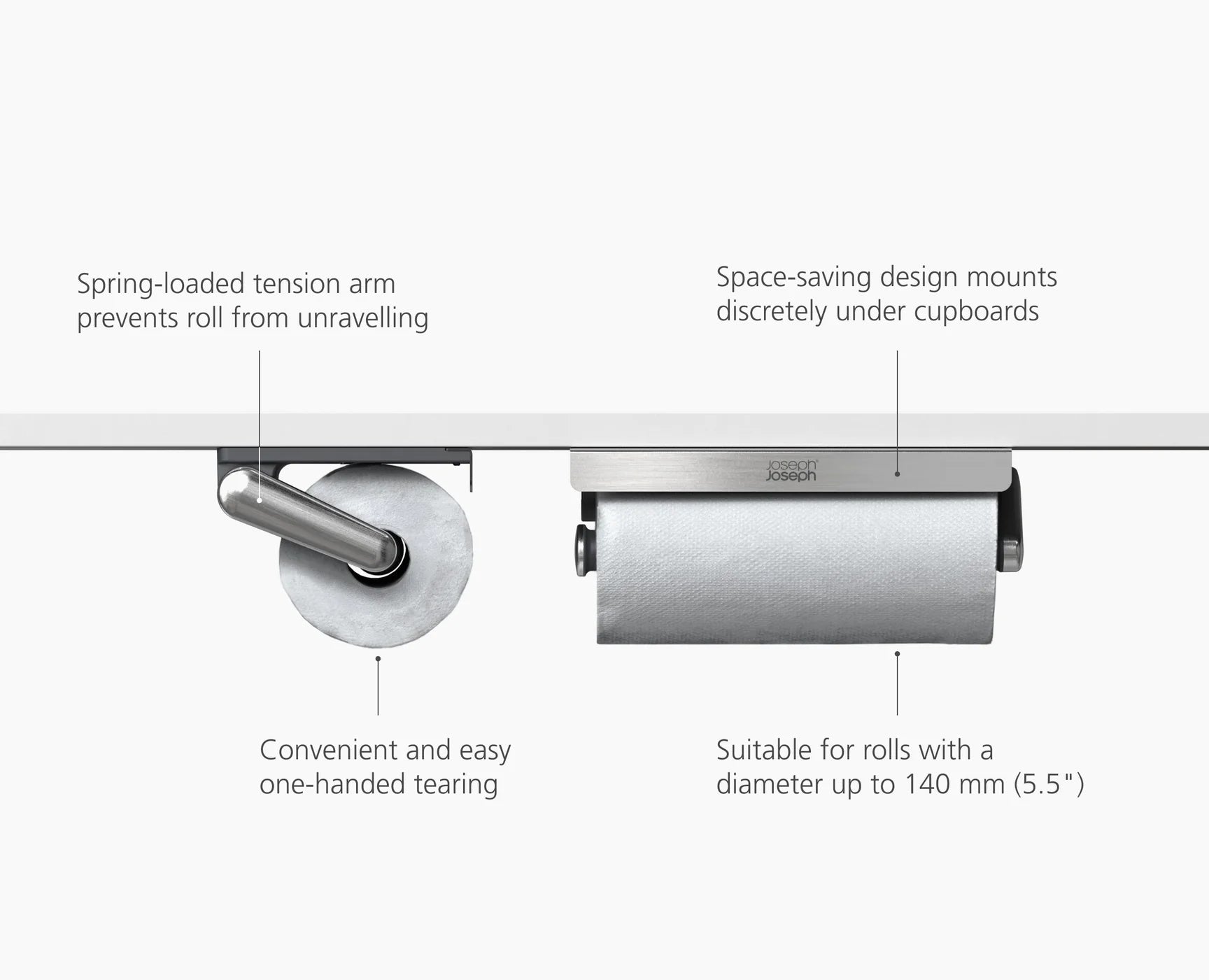 RollGrip - Porta rotolo da cucina sottopiano / Acciaio Inox