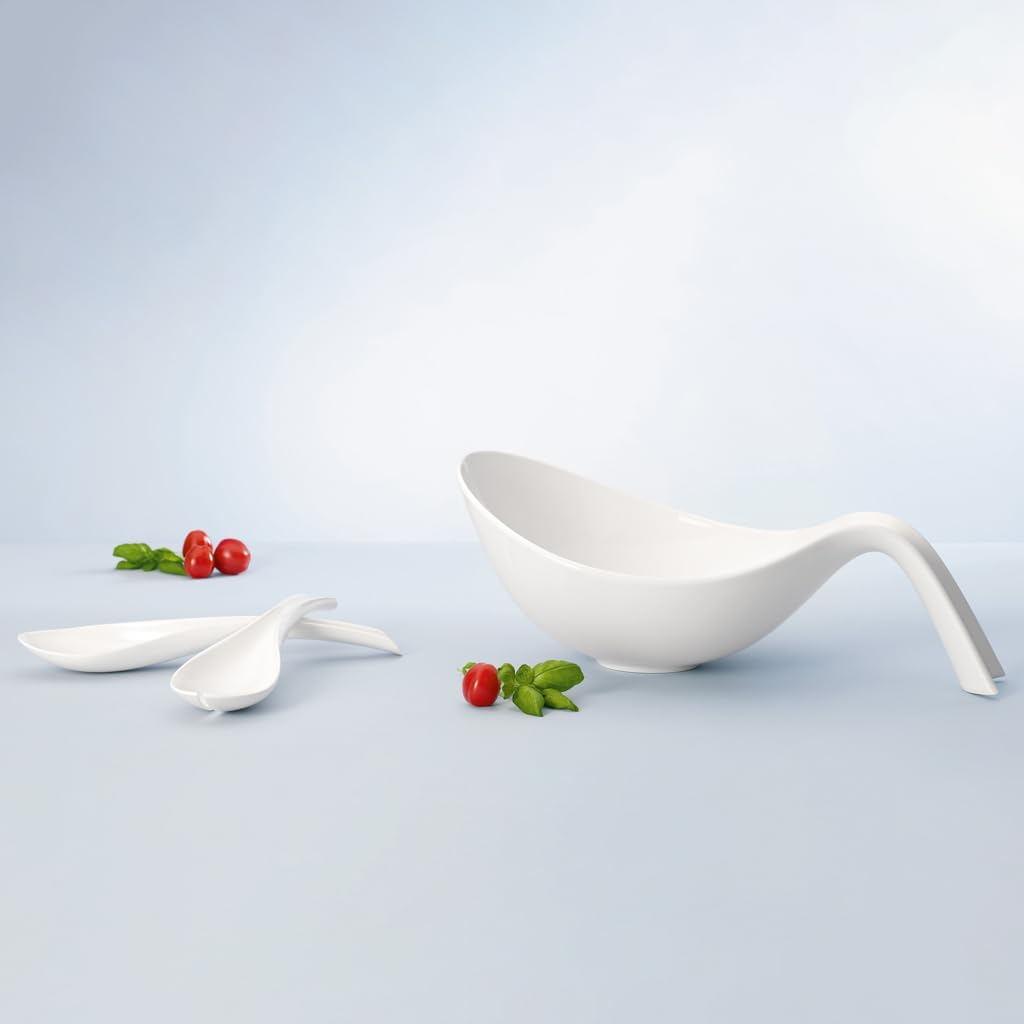 "Flow" Set 3 Pezzi per Insalata - Porcellana / Bianco