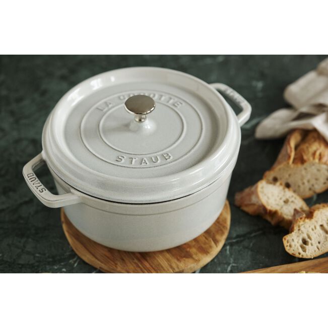 Cocotte rotonda - 24 cm, color tartufo bianco