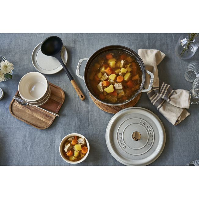 Cocotte rotonda - 24 cm, color tartufo bianco