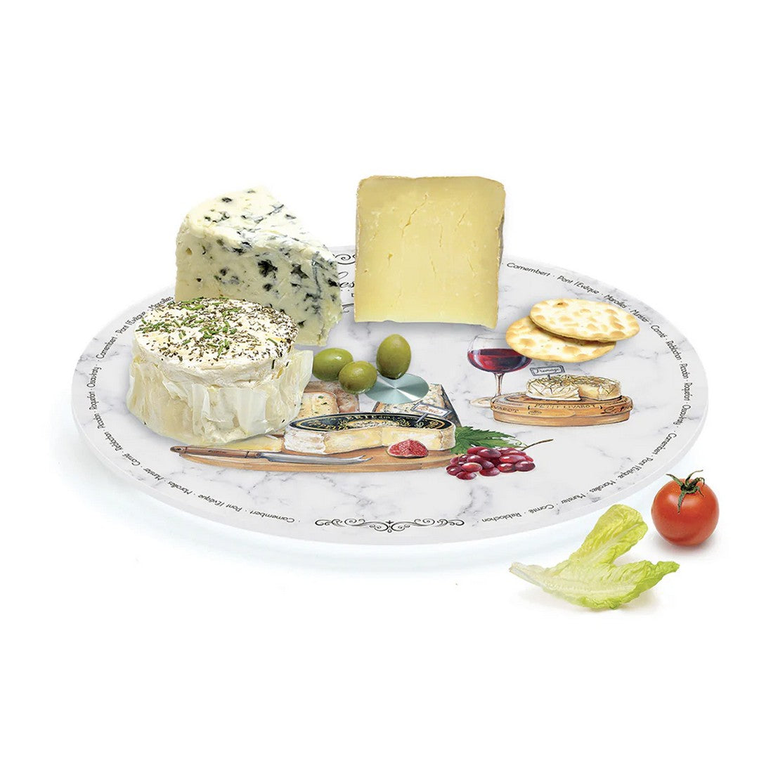 Easy Life Piatto tagliere da cucina girevole in vetro "Les Fromages"