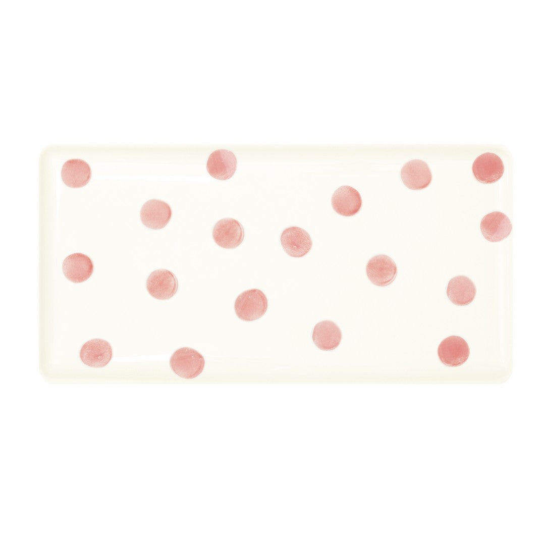 Easy Life Vassoio 39,5x20 cm in ceramica dipinta a mano colore mix rosa