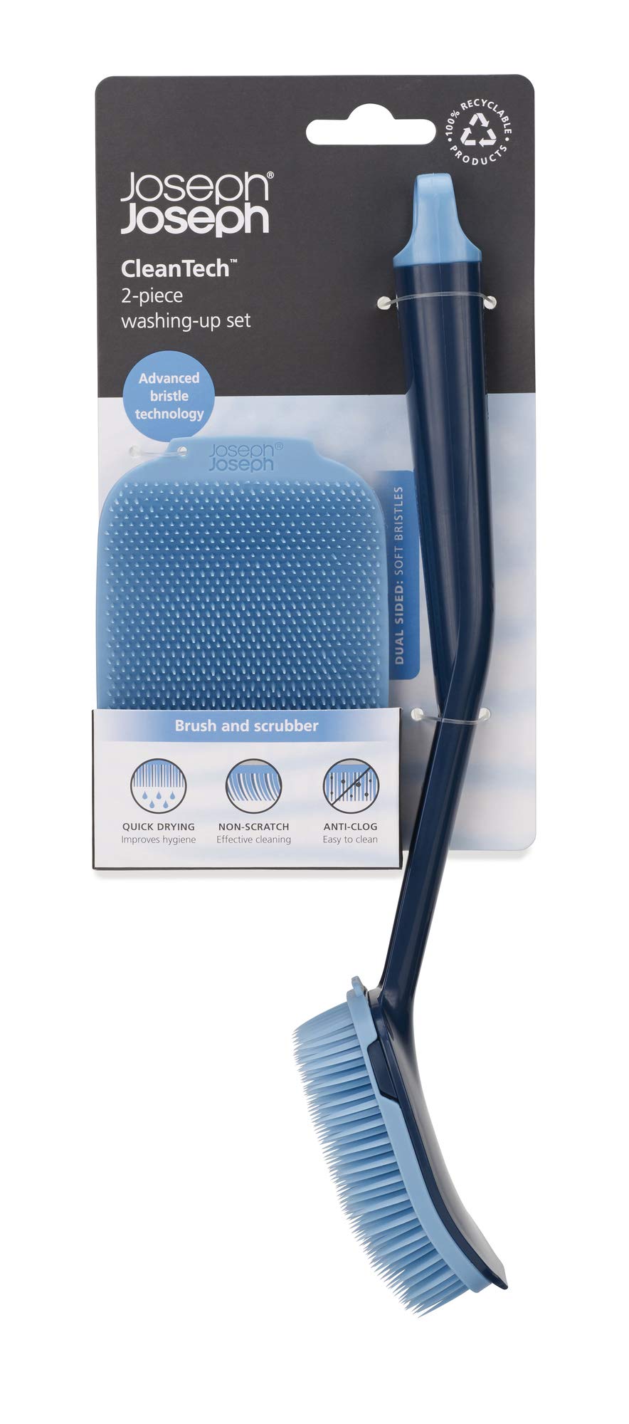 Set di spazzole e lavapiatti 2 pezzi CleanTech - blu