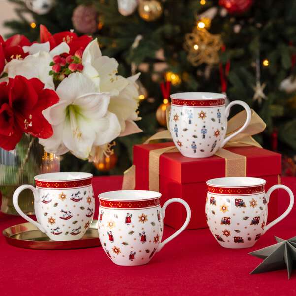 Toy's Delight Set di 4 tazze anniversario multicolore, Premium Porcelain