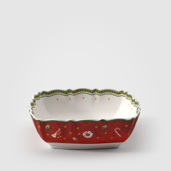 Toy's Delight Piatto da portata rosso, 16 x 16 cm, Premium Porcelain