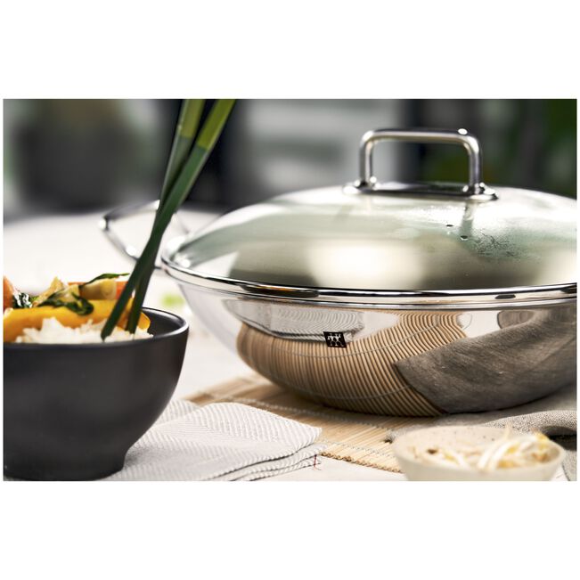 Plus Wok - 32 cm, 18/10 acciaio inossidabile
