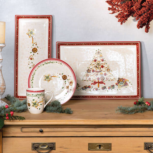 Winter Bakery Delight Vassoio per dolci e torte rosso, 39,7 x 17,3 cm, Premium