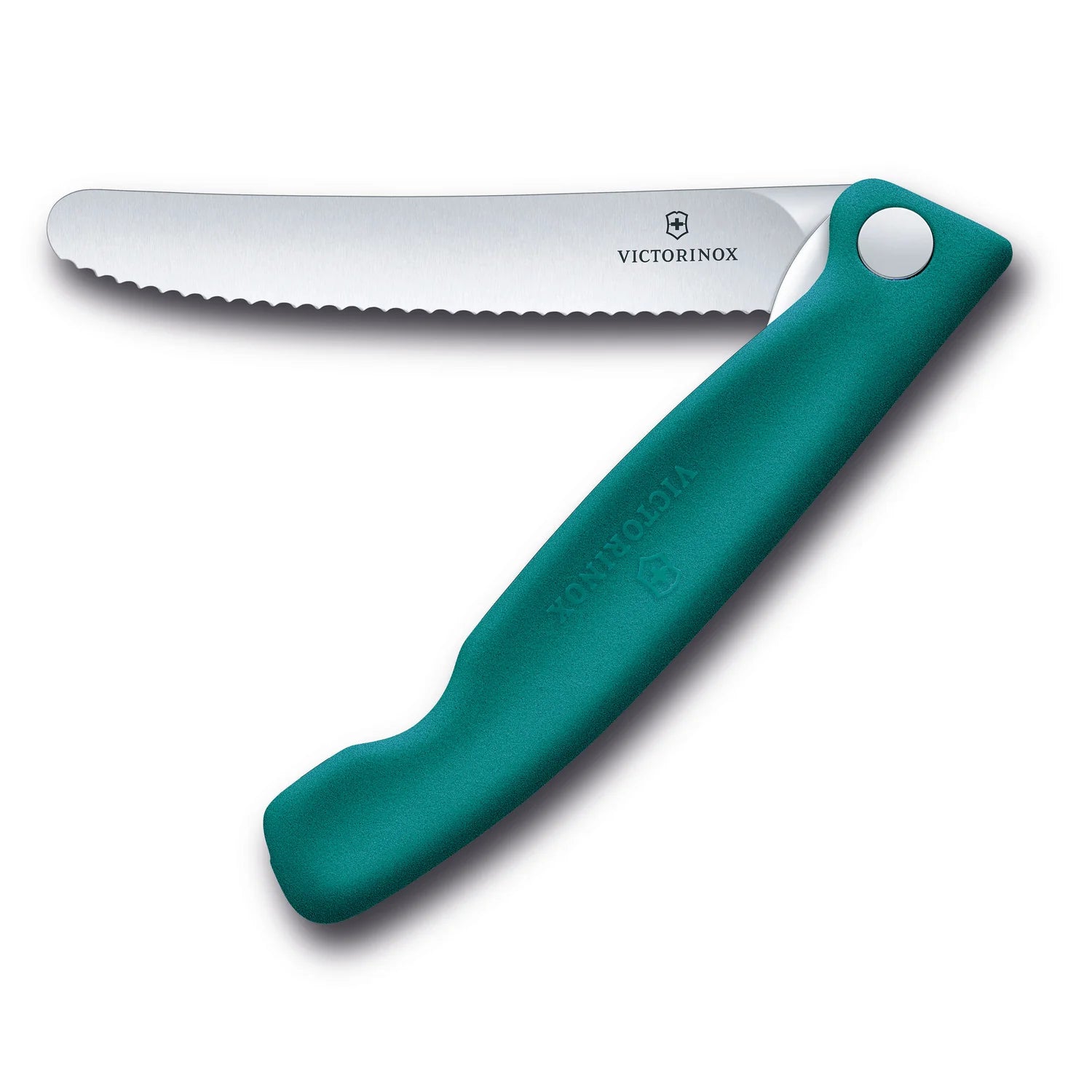 Coltello tavola ondulato pieghevole verde in blister - Swiss Classic