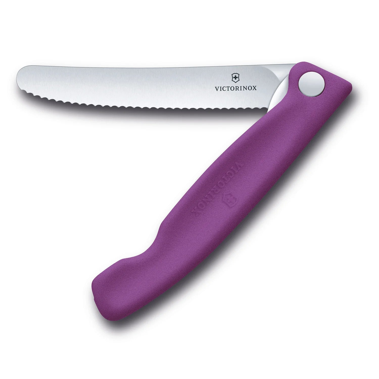 Coltello tavola ondulato pieghevole rosa in blister - Swiss Classic