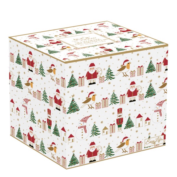 Easy Life - set 2 tazzine con piattino decori assortiti " LET IT SNOW "