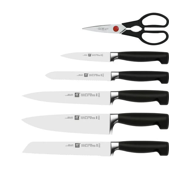 Zwilling, Set Coltelli con ceppo a sistema autoaffilante Bianco, Four Star, 7pz