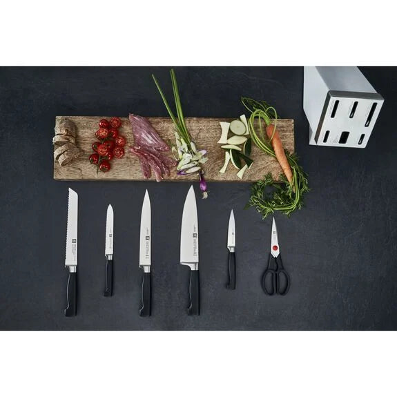 Zwilling, Set Coltelli con ceppo a sistema autoaffilante Bianco, Four Star, 7pz