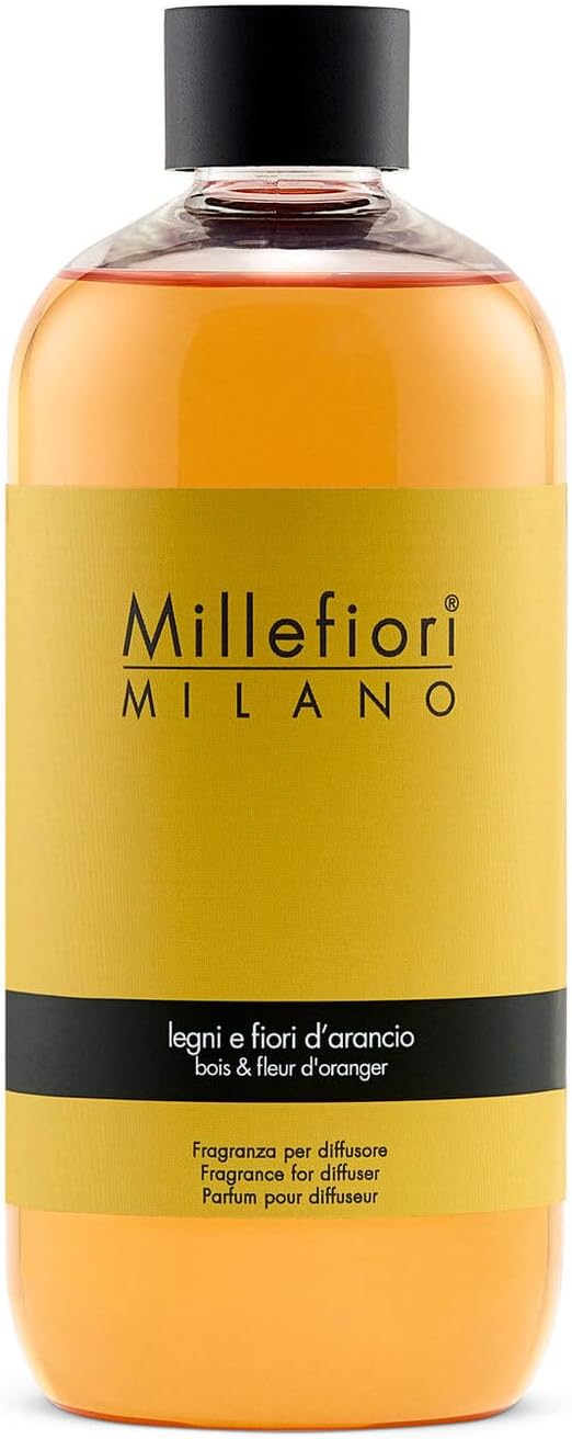 Millefiori Milano, Ricarica Diffusore per Ambiente Legno e Fiori d'Arancio, 500ml