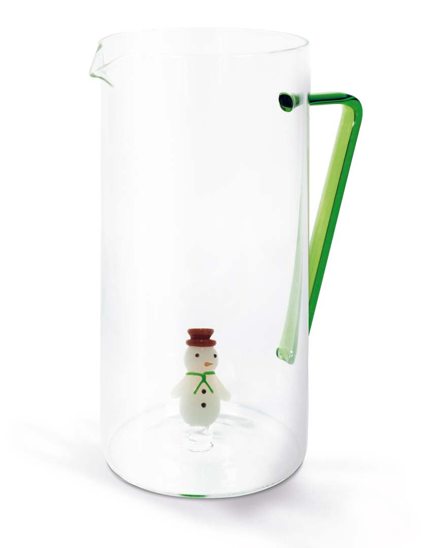 Caraffa in vetro borosilicato - 1,2 L / Decoro Pupazzo di Neve