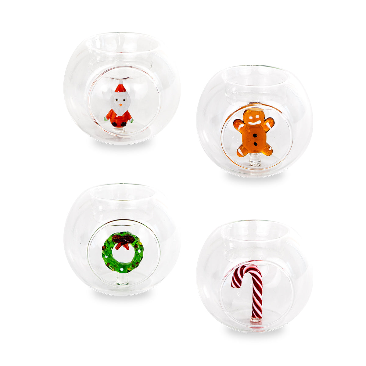 Set 4 Porta candele in vetro / Decoro Natalizio