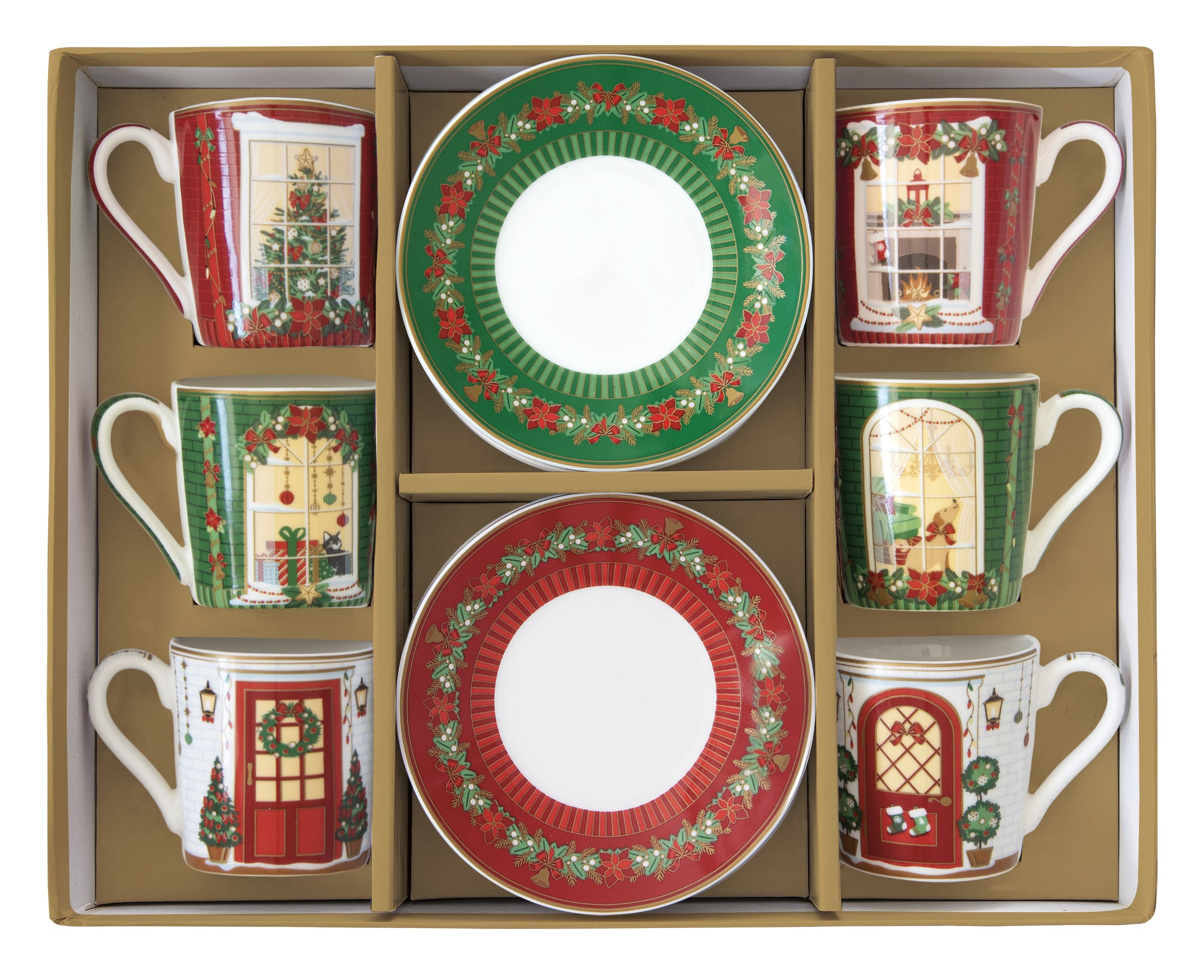 Set 6 tazzine caffè - con piattino / Festive Avenue