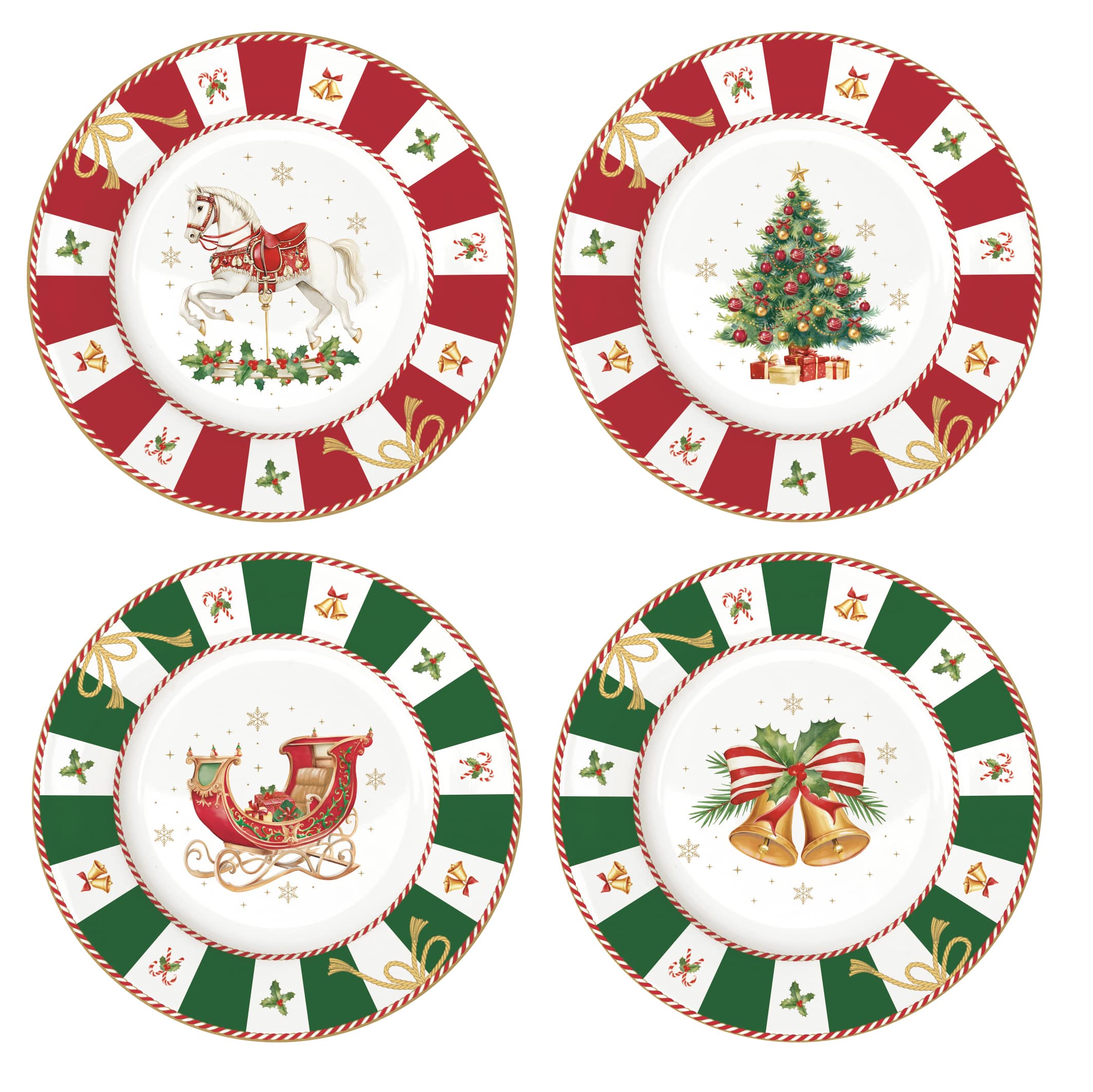 Set 4 piatti dessert porcellana In color Box  - 19 cm / Christmas Tale