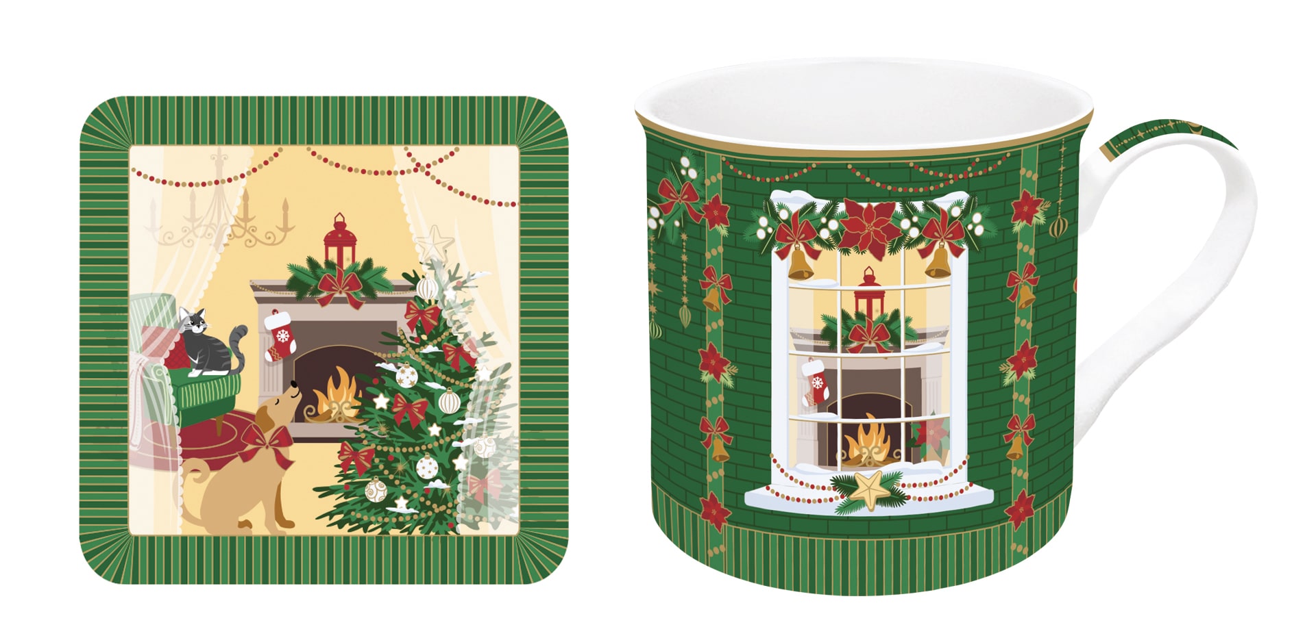 Set mug con sottobicchiere In Window Color Box - 300 ml / Festive Avenue