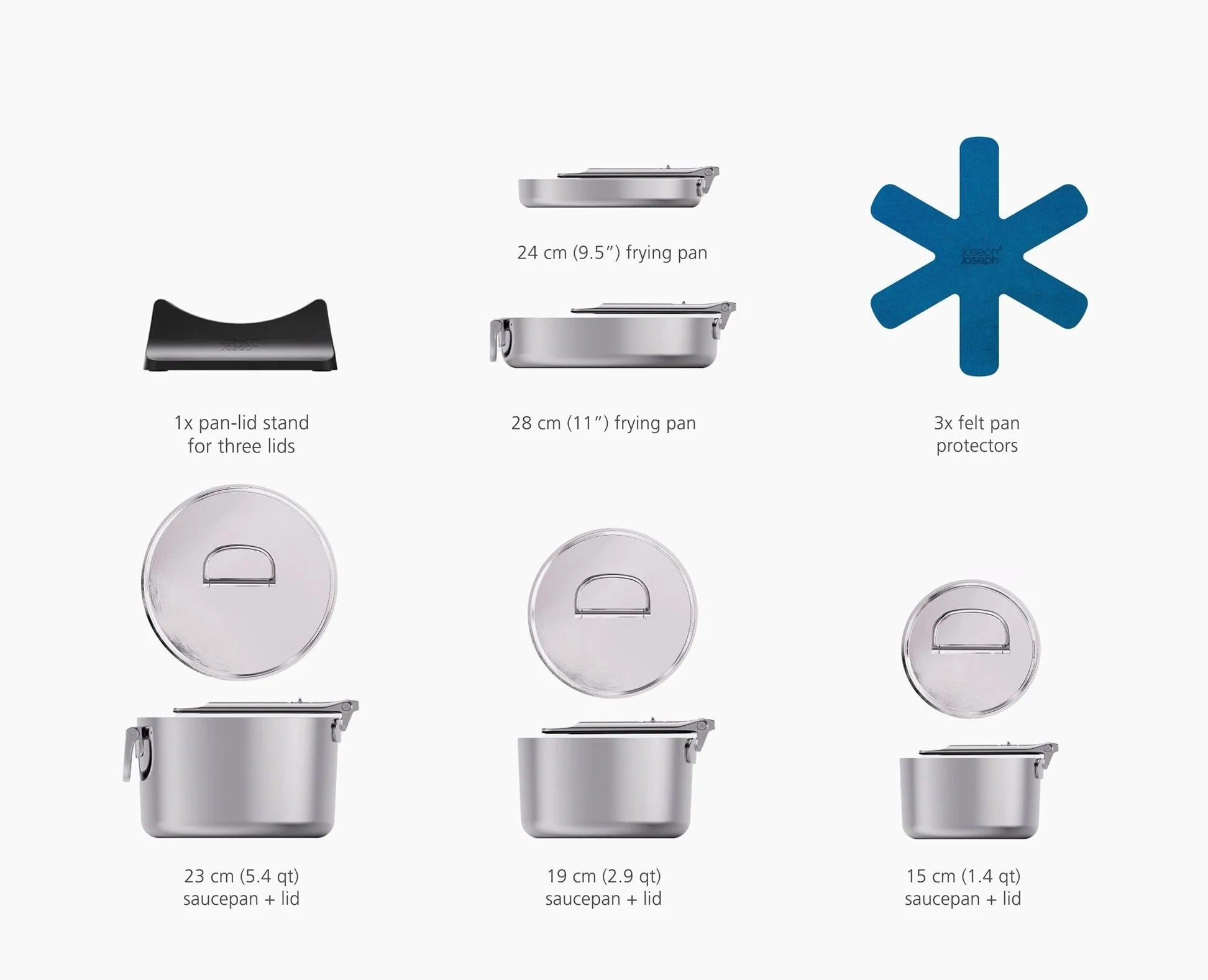 Set 5 pentole pieghevoli - Acciaio Spaziale