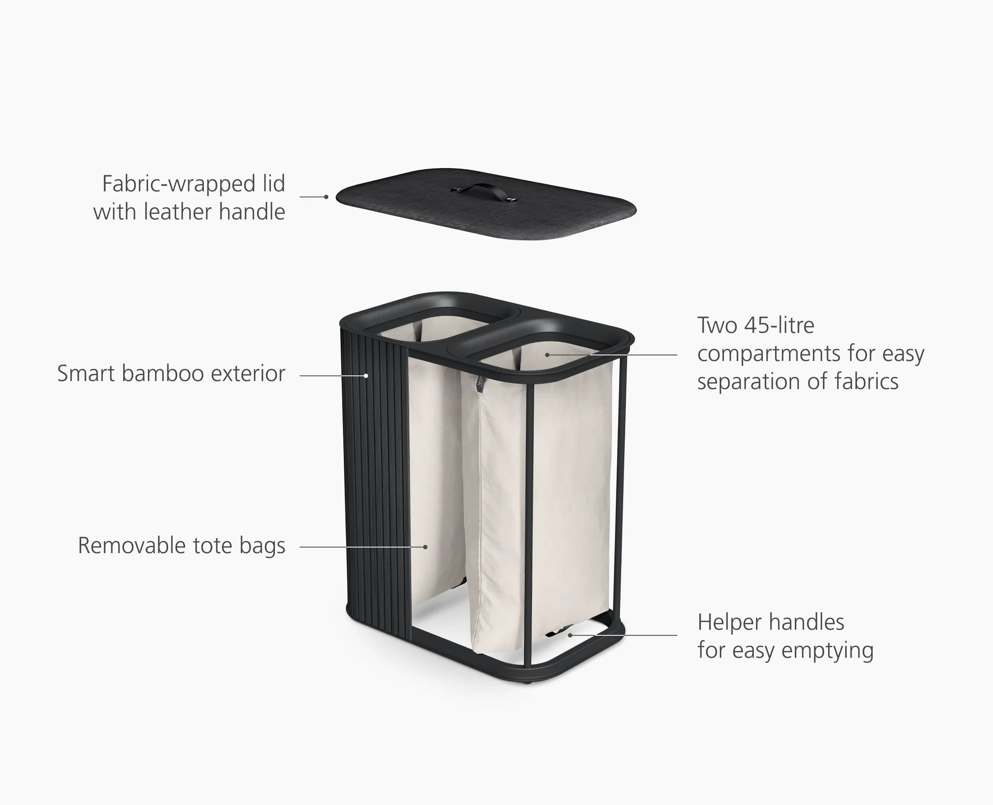 Cesto separazione Lavanderia - 90 L / Nero