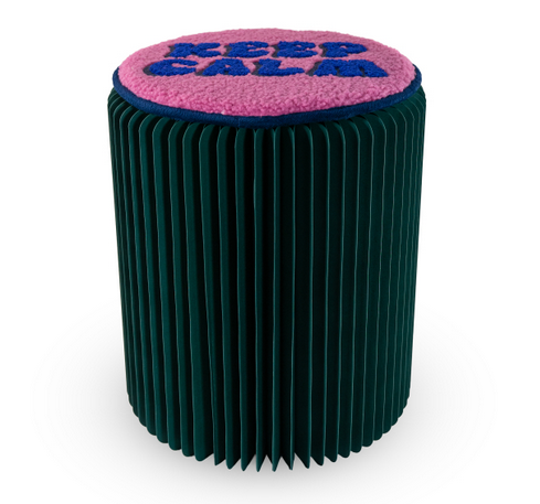 Sgabello pieghevole in carta con cuscino / Keep calm