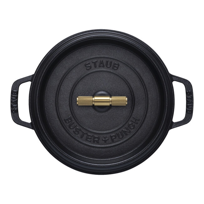 Cocotte Buster+Punch rotonda - 24 cm, Nera
