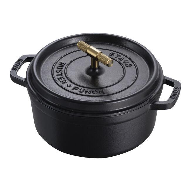 Cocotte Buster+Punch rotonda - 24 cm, Nera