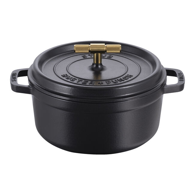 Cocotte Buster+Punch rotonda - 24 cm, Nera