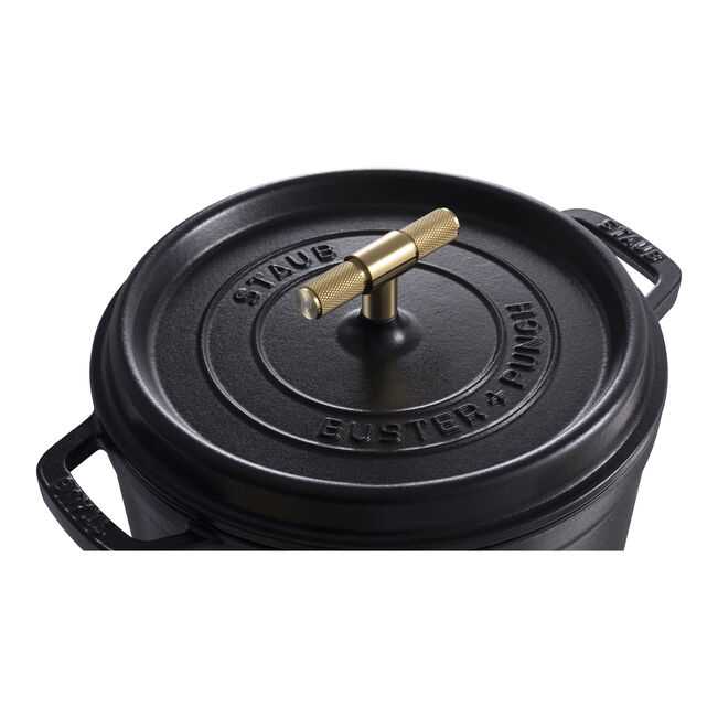 Cocotte Buster+Punch rotonda - 24 cm, Nera