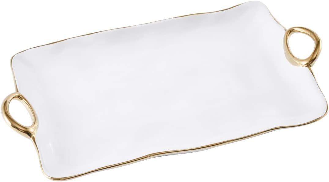 Pampa Bay Titanium-Plated Porcelain Golden Handles Large Platter, 46x7x27 cm