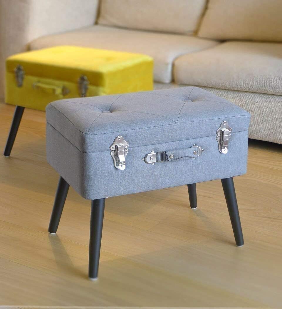 Pusher Bauletto Poggiapiedi, Legno, Grigio, 41 x 30 x 58 cm
