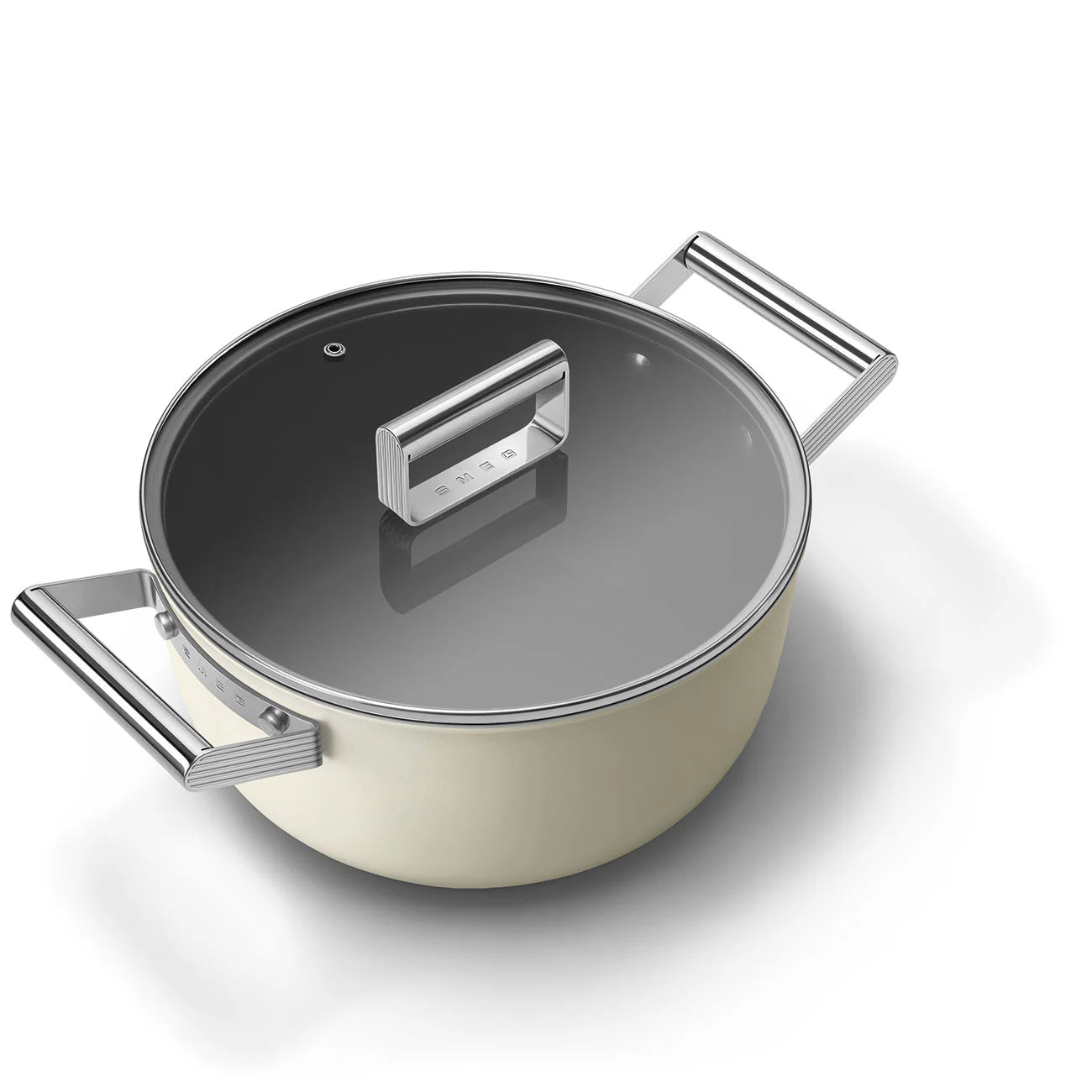 Smeg Cookware - Casseruola due manici con coperchio 24 cm Panna