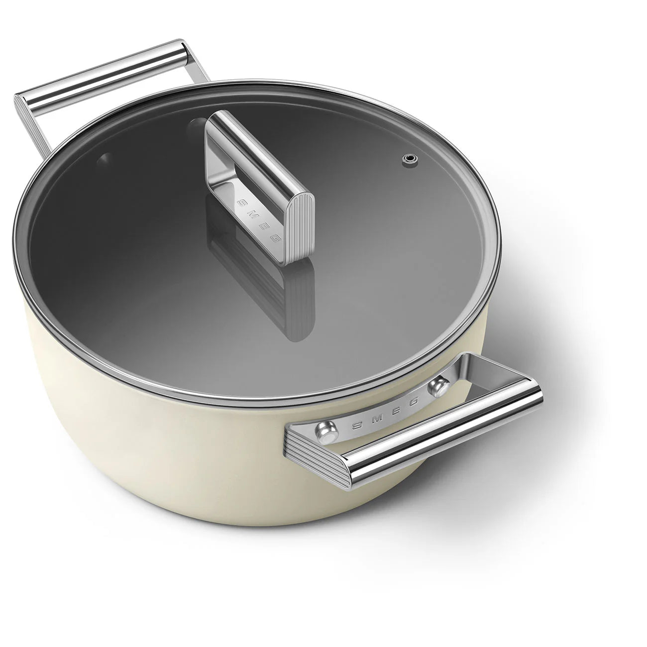Smeg Cookware - Casseruola due manici con coperchio 24 cm Panna