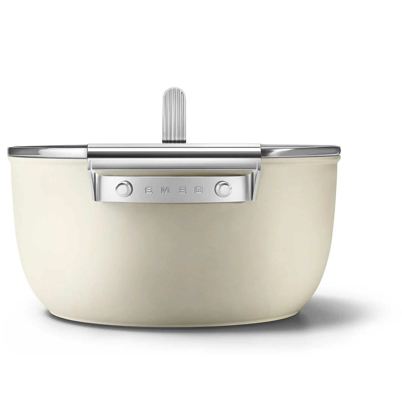 Smeg Cookware - Casseruola due manici con coperchio 24 cm Panna
