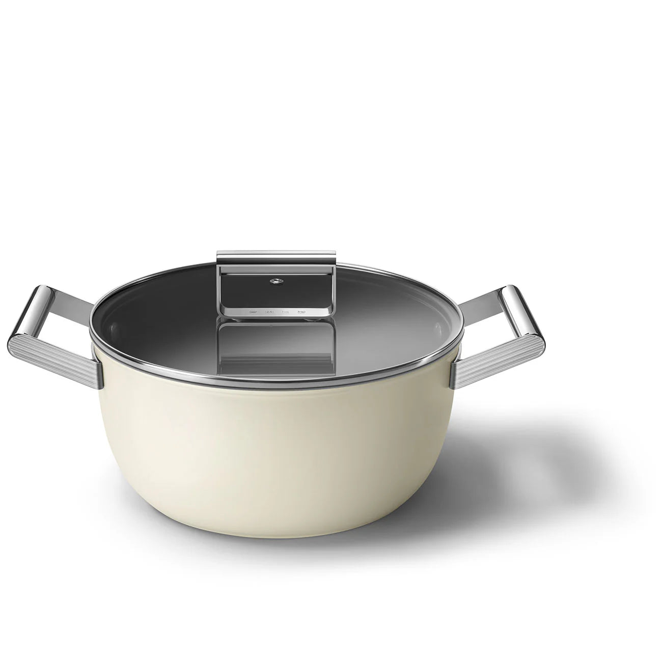 Smeg Cookware - Casseruola due manici con coperchio 24 cm Panna
