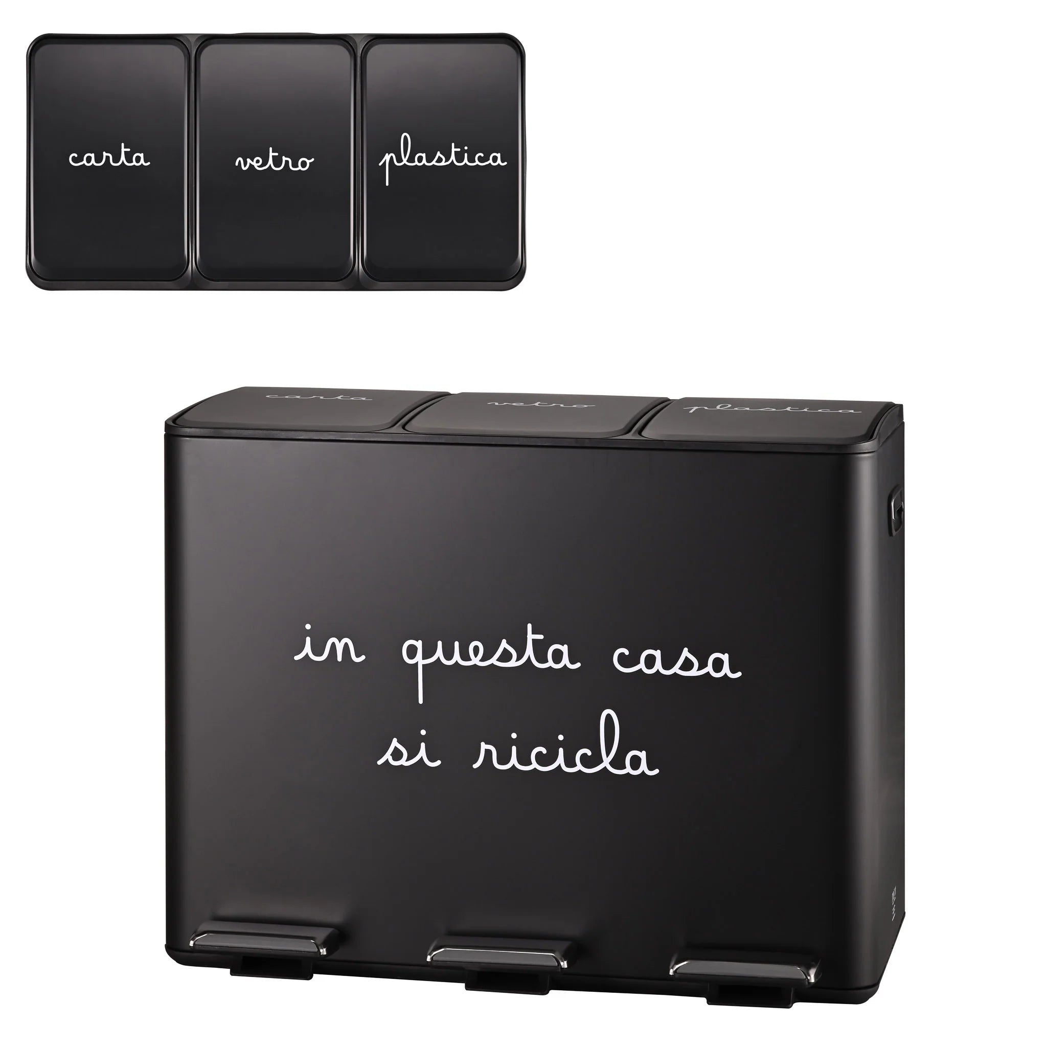 Pattumiera "In questa casa si ricicla" - Nero