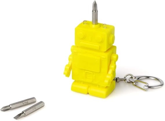 Portachiavi robot multifunzionale con luce - Giallo