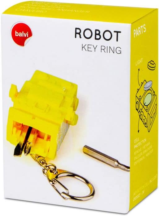 Portachiavi robot multifunzionale con luce - Giallo