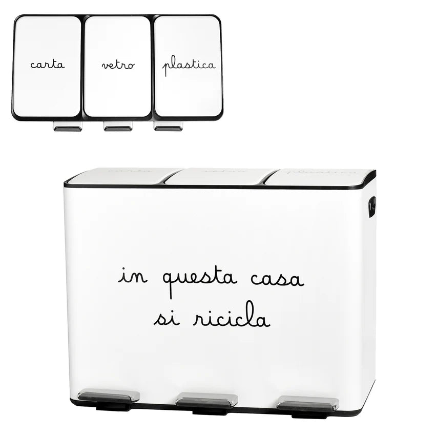 Pattumiera "In questa casa si ricicla bene" - Bianco