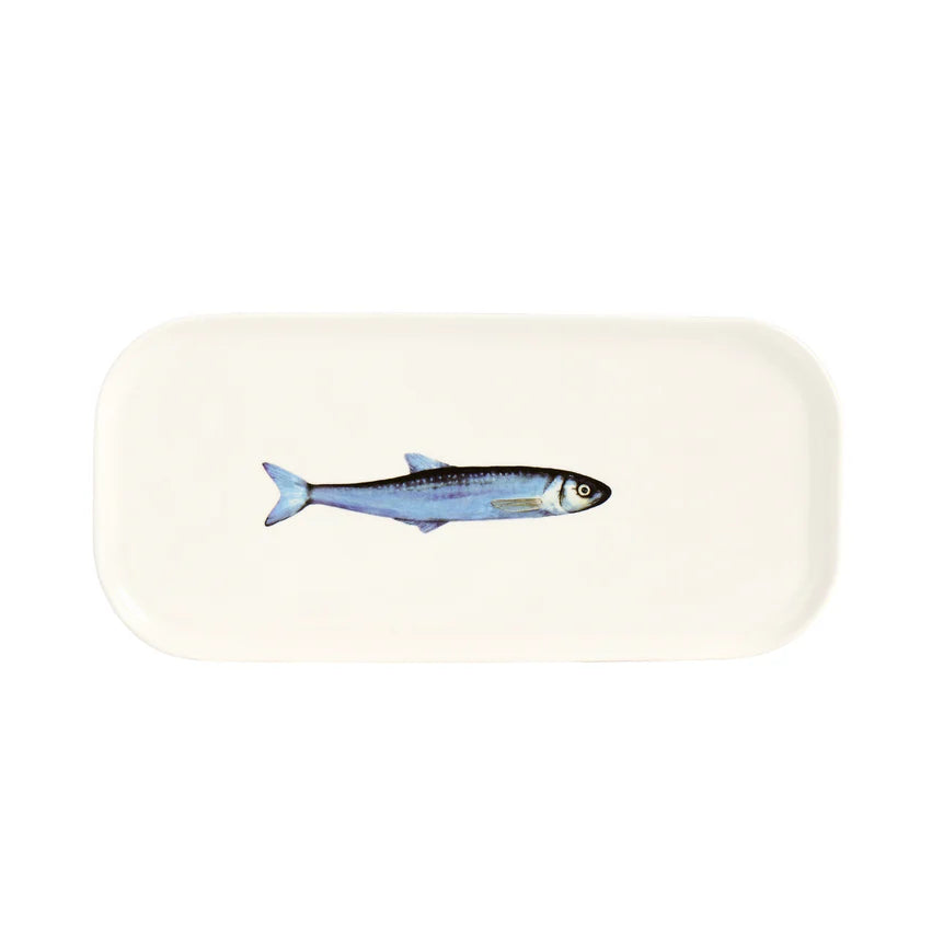 Piatto lungo rettangolare Sardina - Porcellana Bianco