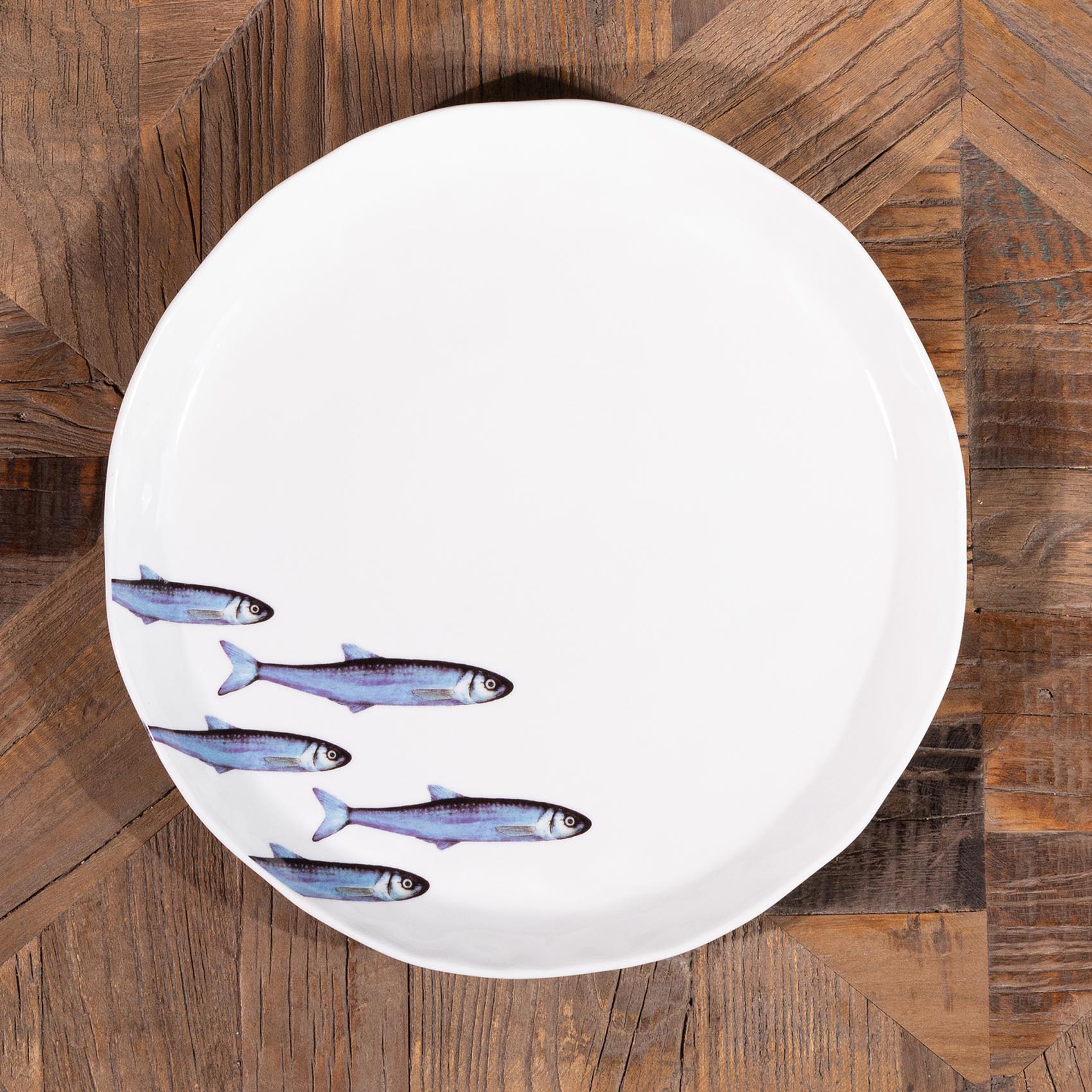 Set 2 Piatti piani Sardine - Porcelana Bianco