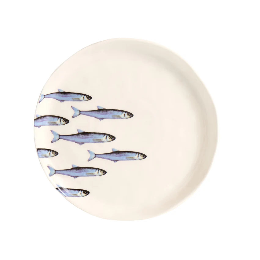 Set 2 Piatti piani Sardine - Porcelana Bianco