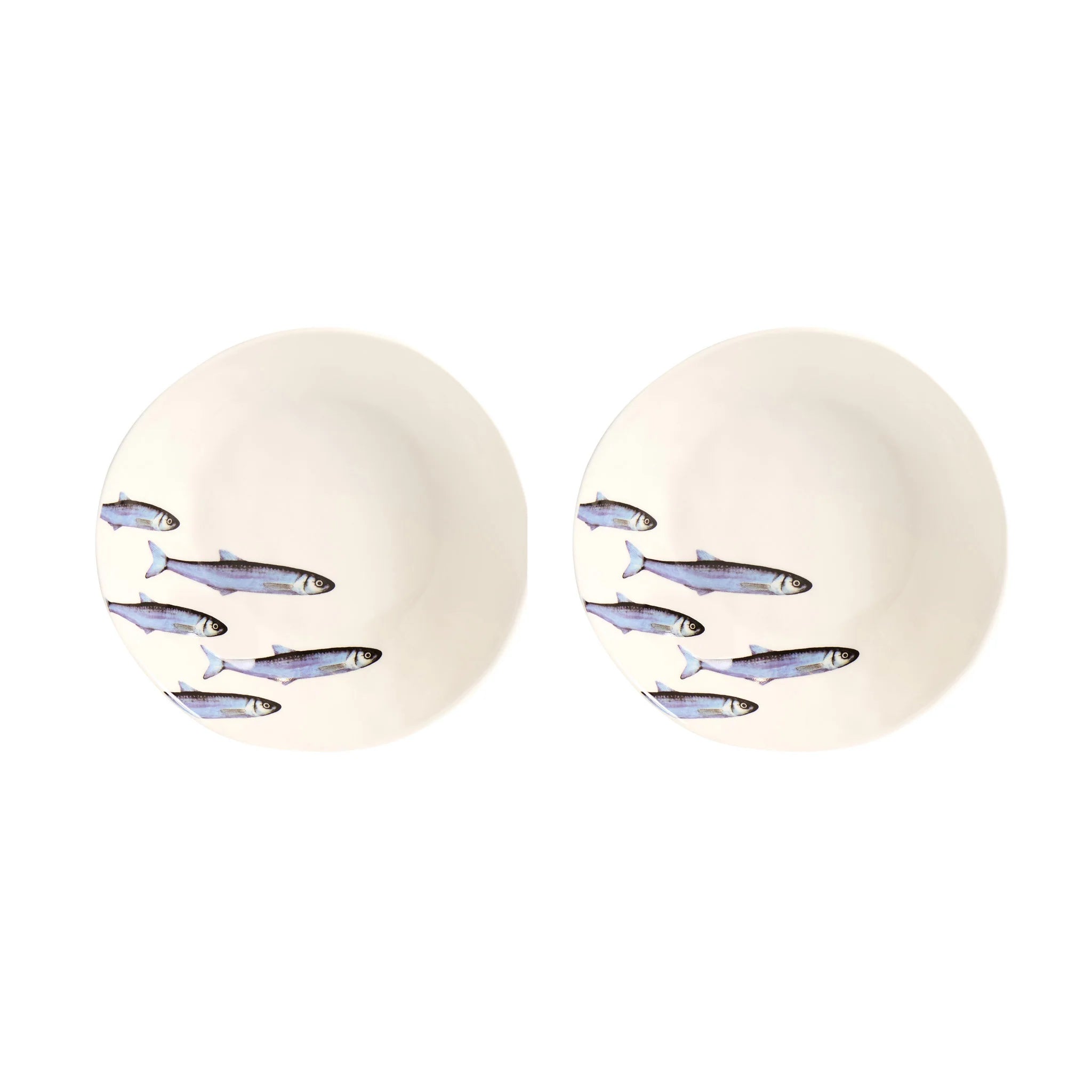 Set 2 Piatti fondi Sardine - Porcellana Bianco