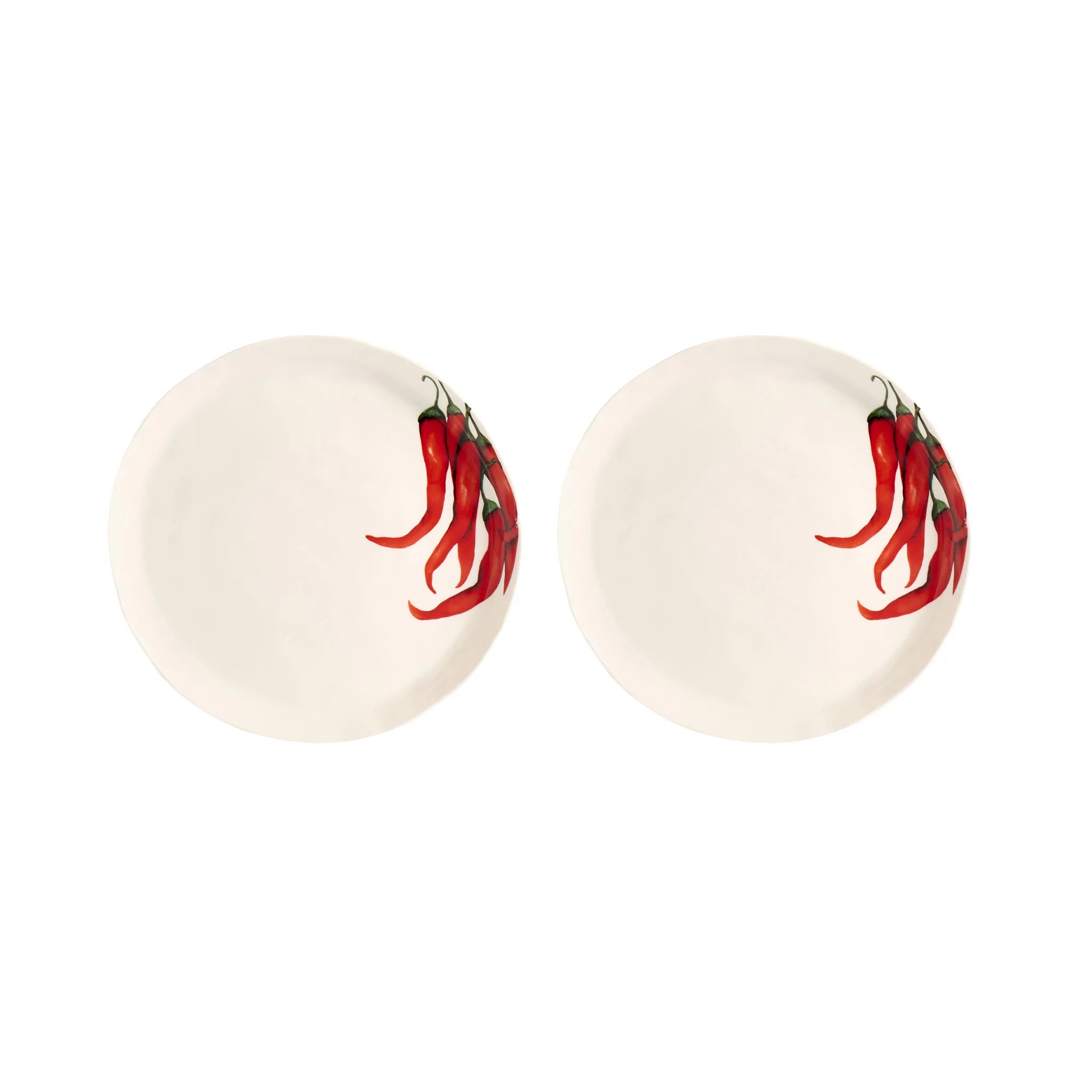 Set 2 Piatti da Dessert Peperoncino - Porcellana Bianco