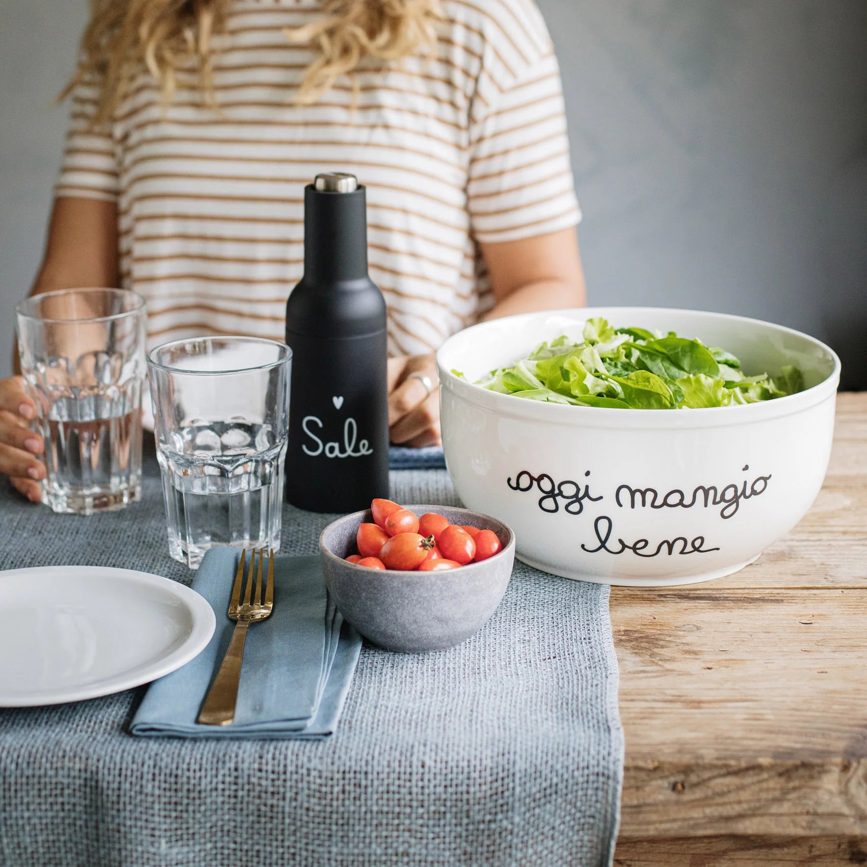 Insalatiera Oggi mangio bene - Gres Bianco